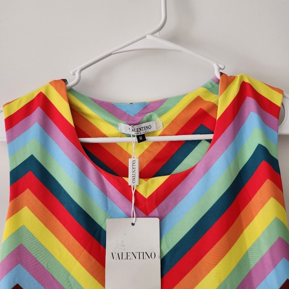VALENTINO rainbow chevron dress M - Picture 2 of 7